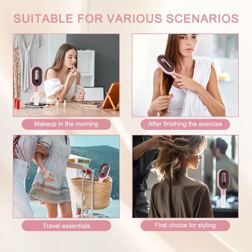 2 in 1 Water Spray Hair Brush – Refillable Hair Detangling Comb with Mist Sprayer – Anti-Static Styling Brush for Women & Kids