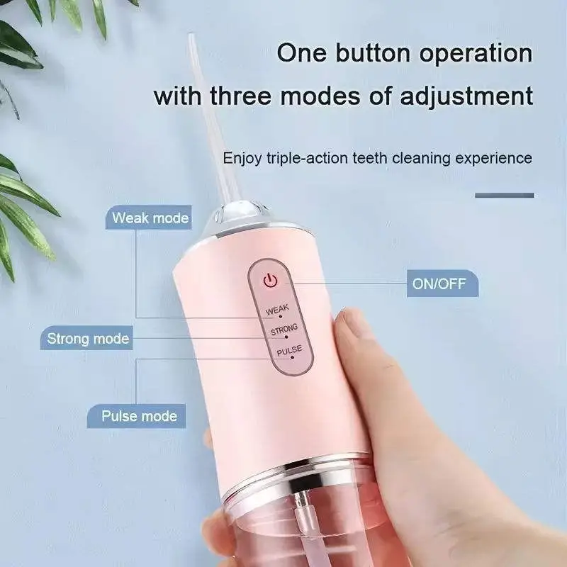 Portable Water Flosser Oral Irrigator – Rechargeable Dental Water Jet with 6 Interchangeable Tips