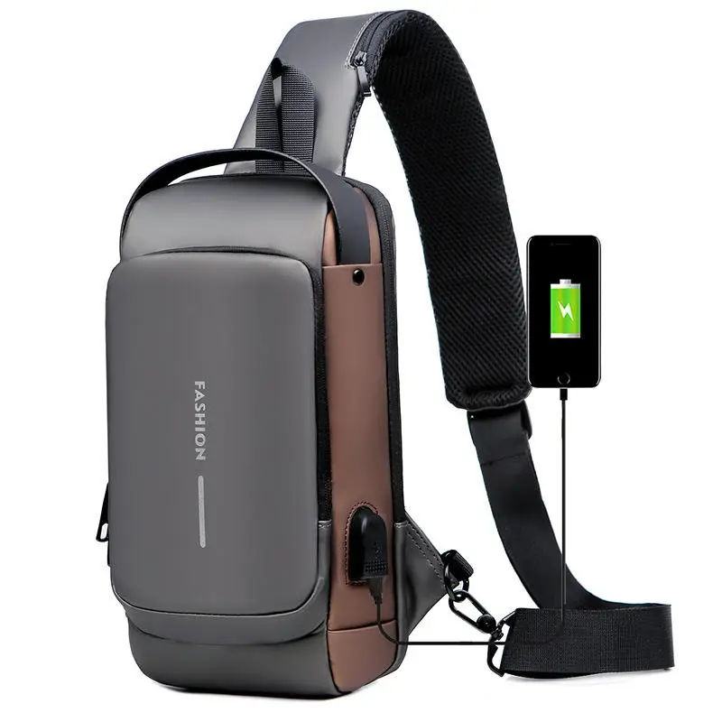 Anti-Theft Crossbody Sling Bag with USB Charging Port – Waterproof Chest Bag for Men