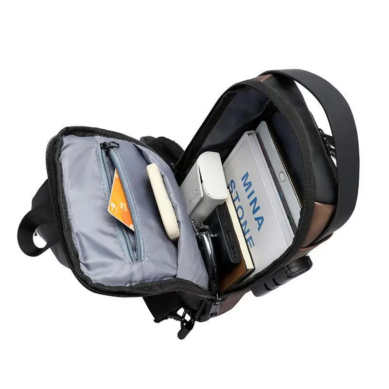 Anti-Theft Crossbody Sling Bag with USB Charging Port – Waterproof Chest Bag for Men