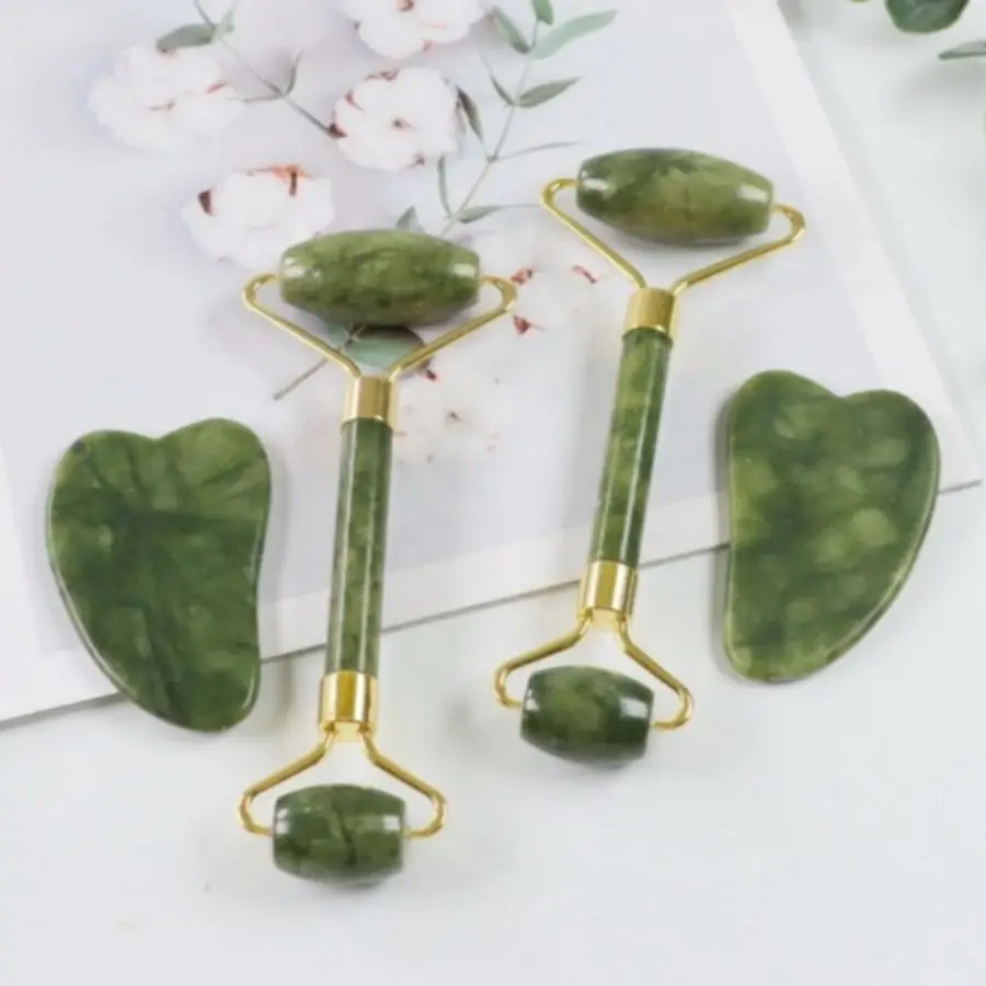 2 in 1 Ice Facial Skin Care Bundle Set – Ice Face Roller Stick, Jade Roller & Gua Sha Tool for Face Massage & Puffiness Relief