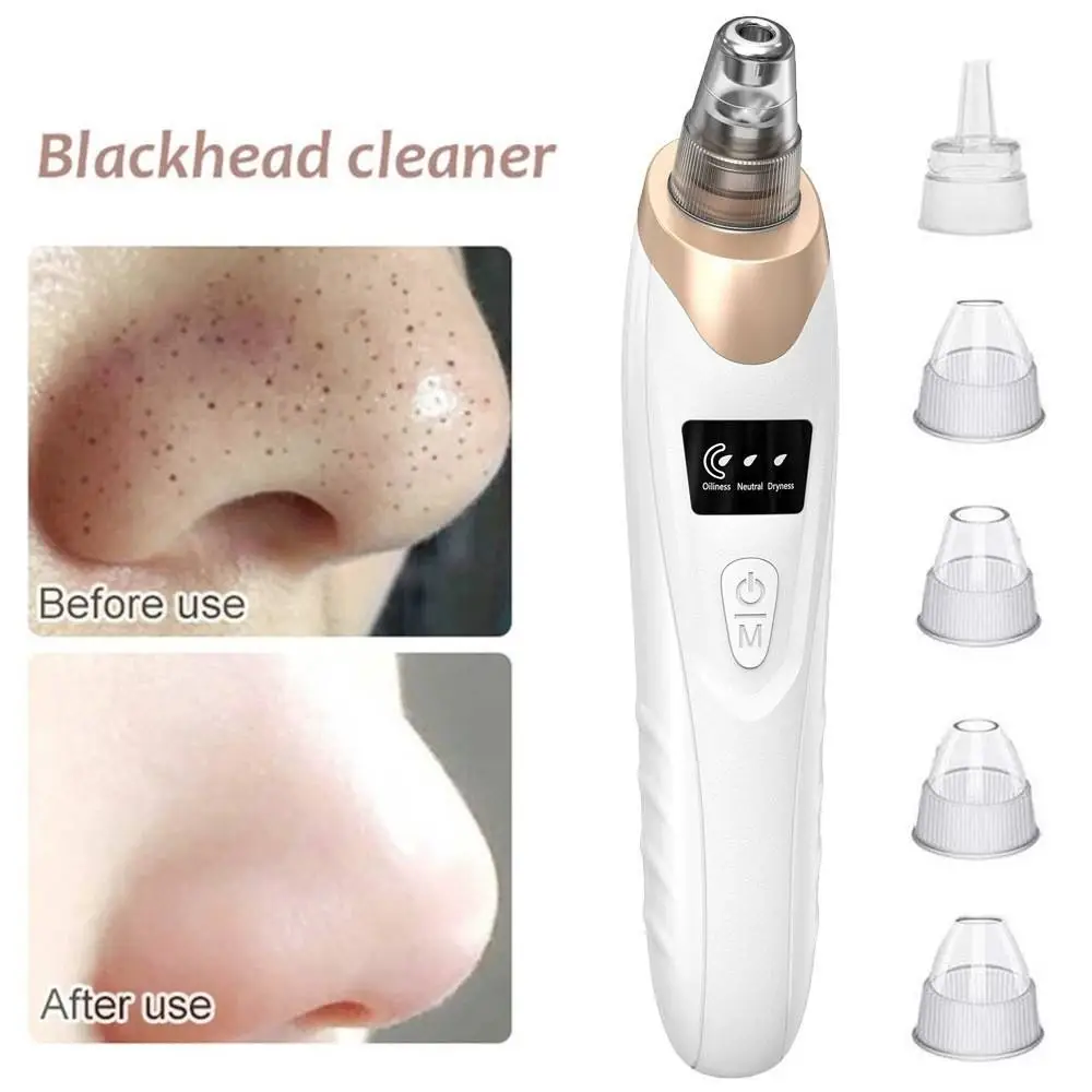 Blackhead Remover Vacuum Facial Pore Cleaner | Electric Acne & Blackhead Remover | USB Rechargeable Face Deep Cleansing Device | 4 Suction Heads
