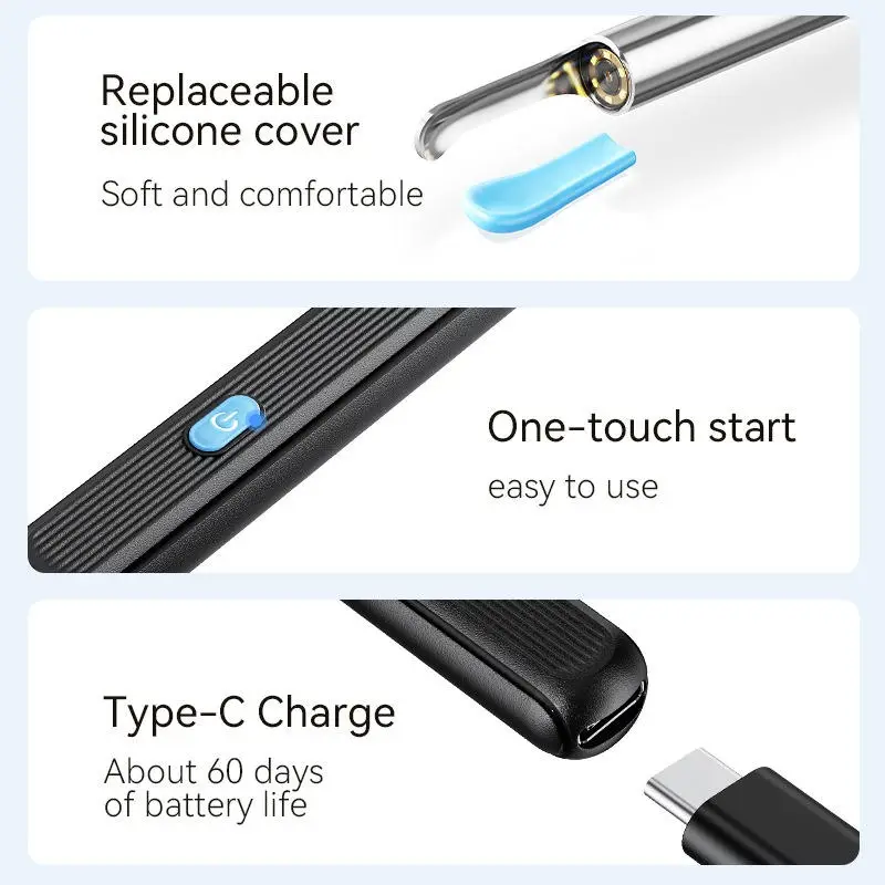 Smart Visual Ear Cleaner with HD Camera | WiFi Ear Wax Removal Tool | USB Type-C Rechargeable Otoscope | Compatible with Android & iOS
