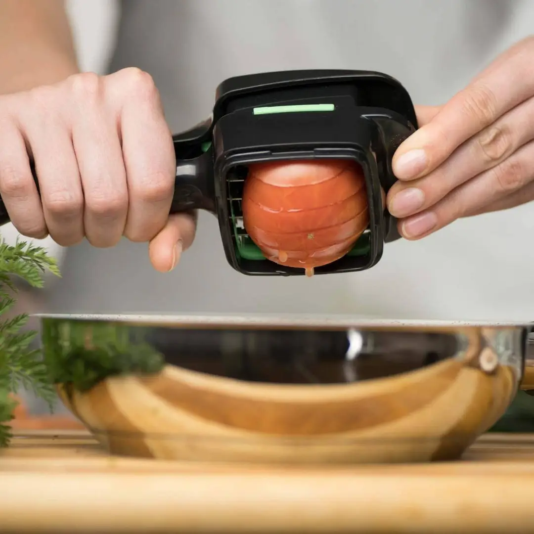 5-in-1 Manual Vegetable Chopper & Dicer | Multi-Function Vegetable Slicer with Interchangeable Blades, Food Container & Storage Box