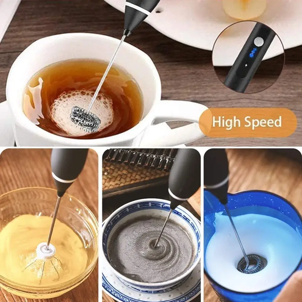 2 in 1 Rechargeable Coffee Beater Electric Hand Mixer – USB Milk Frother & Coffee Whisk for Latte, Cappuccino & Matcha