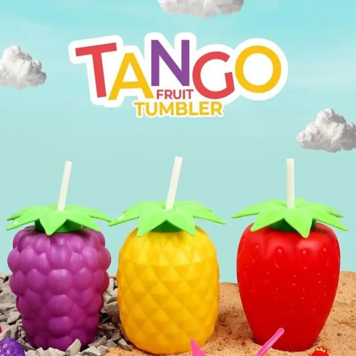 Tango Fruit Tumbler with Straw – Cute Fruit Shape Reusable Drinking Cup for Kids, School, Travel & Home