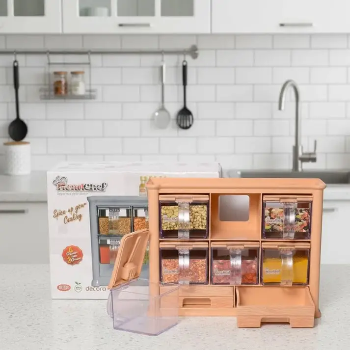 6-Drawer Spice Organizer Rack – Kitchen Seasoning Storage Box with Transparent Drawers