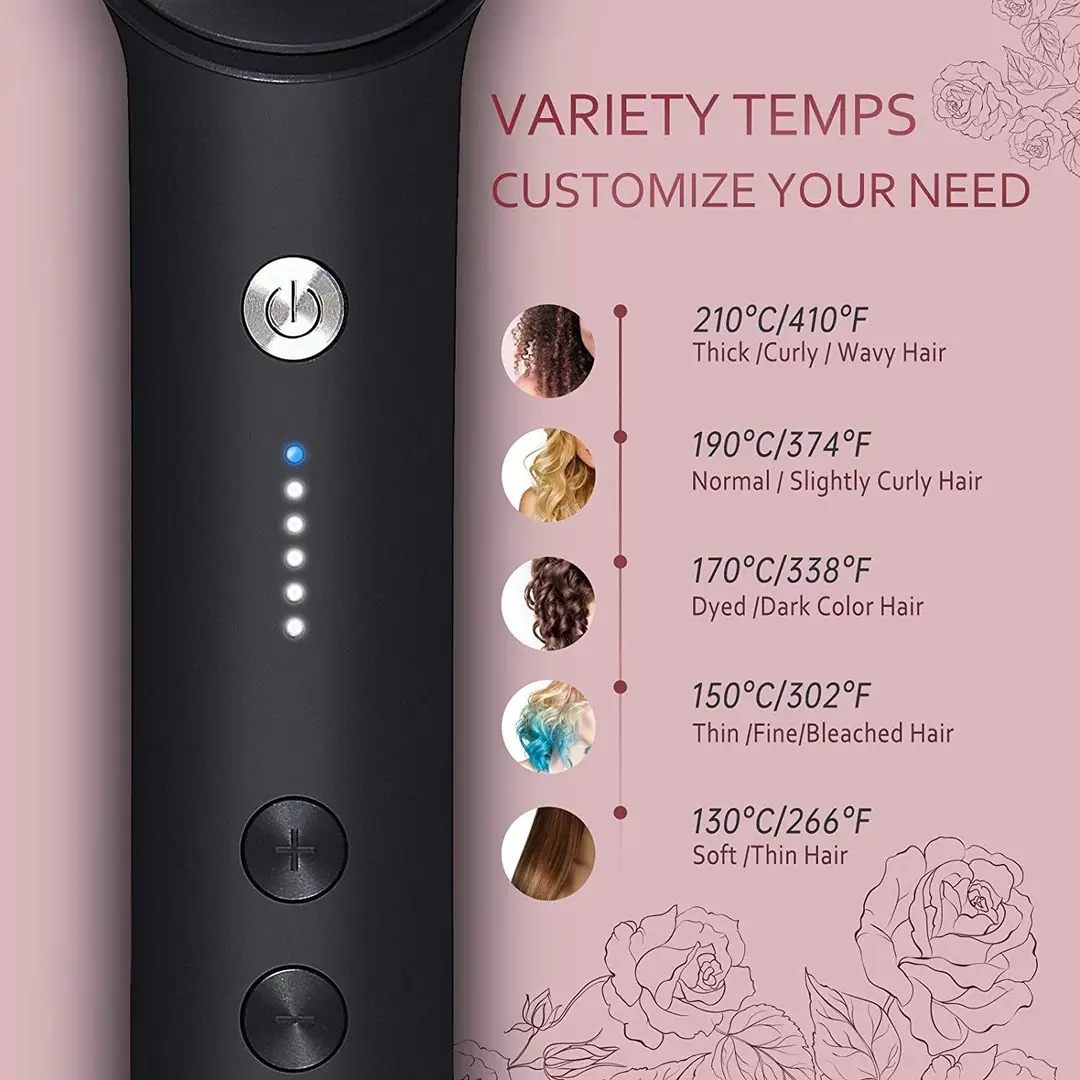 909 Cordless Hair Straightener Brush | USB Rechargeable Hair Straightening Comb | Fast Heating Anti-Scald Hair Styling Brush for Women | Portable Hair Straightener