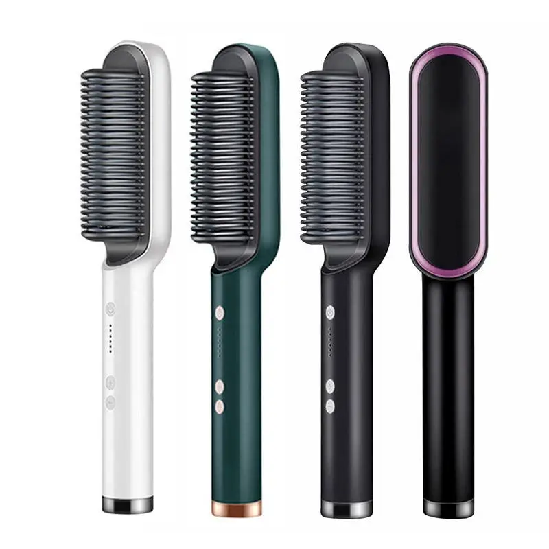 909 Cordless Hair Straightener Brush | USB Rechargeable Hair Straightening Comb | Fast Heating Anti-Scald Hair Styling Brush for Women | Portable Hair Straightener
