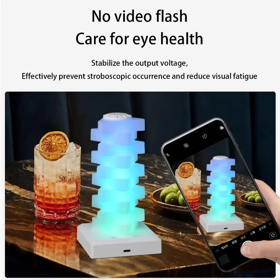 Modern Rechargeable LED Table Lamp – Touch Control Ambient Night Light with Warm & RGB Lighting for Bedroom, Desk & Home Decor