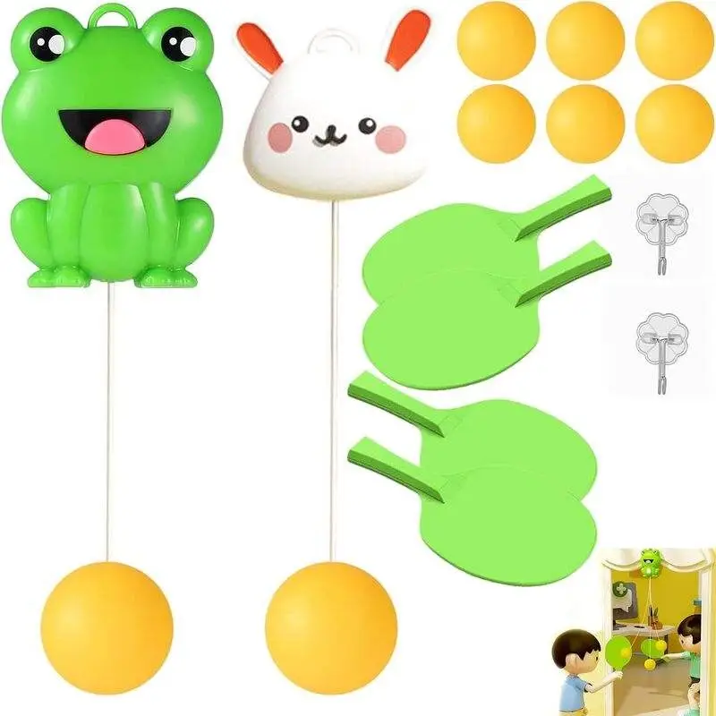 Kids Table Tennis Hanging Ball Training Set – Indoor Ping Pong Practice Game with Paddles & Balls for Children
