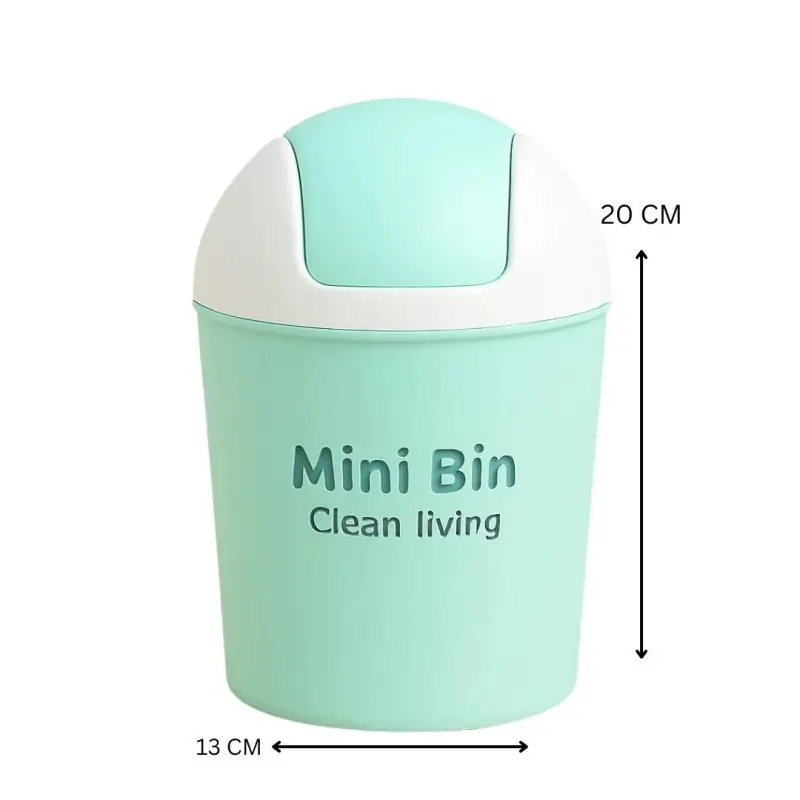 Mini Desktop Trash Bin with Lid | Small Plastic Dustbin for Table, Office & Kitchen | Cute Portable Garbage Container | Space Saving Waste Basket