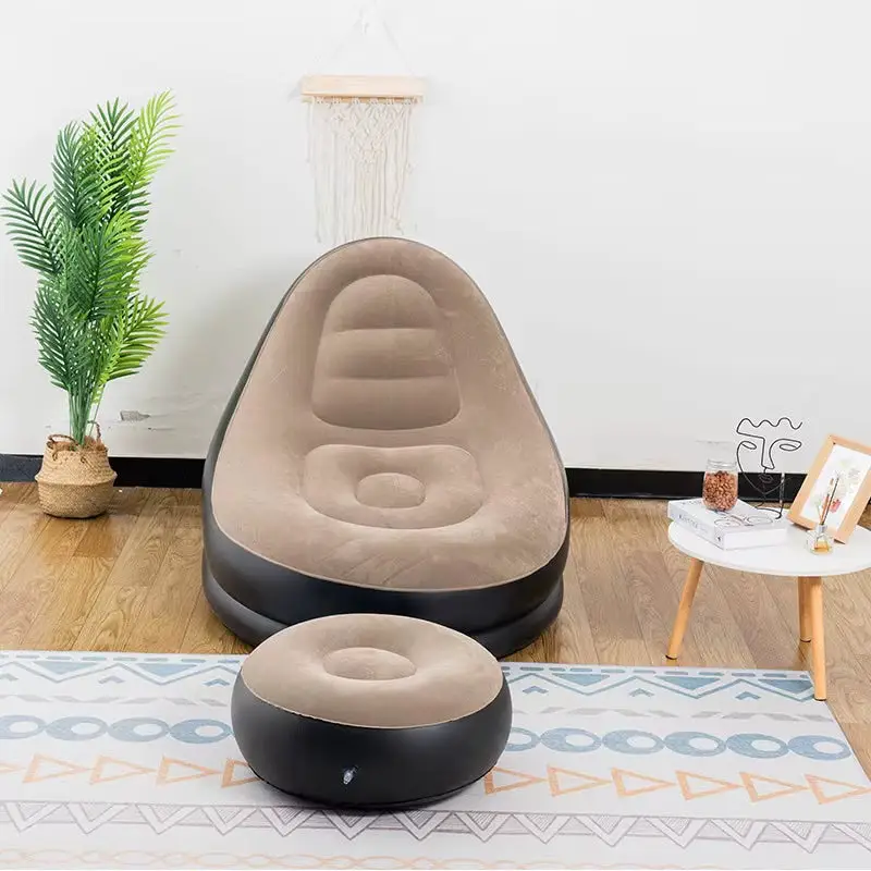Inflatable Lazy Sofa Chair with Footrest | Portable Air Lounge Chair & Ottoman | Blow Up Sofa Recliner for Home, Bedroom, Camping & Outdoor Relaxation