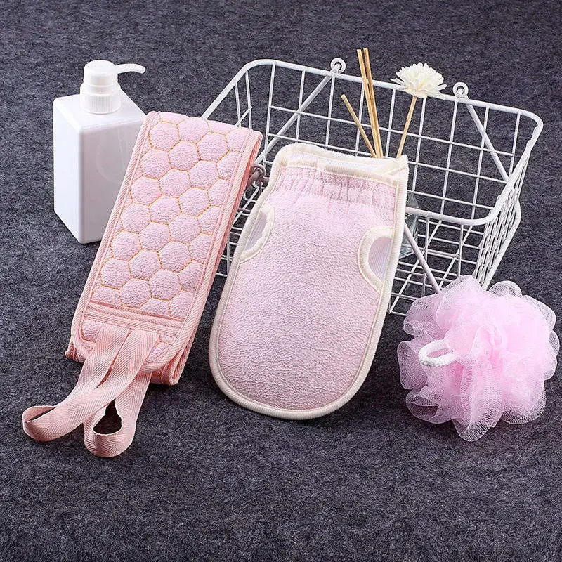 3 in 1 Bath Care Set – Bath Mitt, Exfoliating Back Scrubber & Shower Loofah Sponge | Soft Body Cleaning Kit