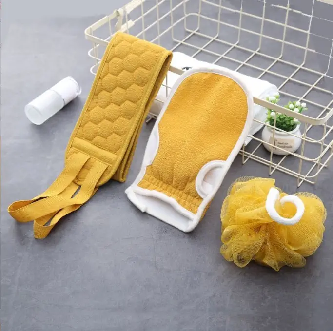 3 in 1 Bath Care Set – Bath Mitt, Exfoliating Back Scrubber & Shower Loofah Sponge | Soft Body Cleaning Kit