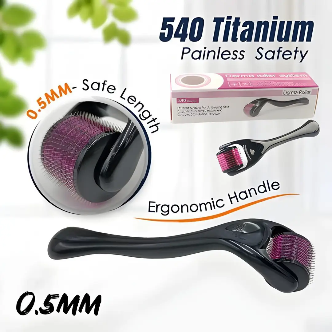 540 Titanium Derma Roller 0.5mm Microneedle Skin Care Roller for Face Beard Hair Growth Acne Scar Skin Rejuvenation