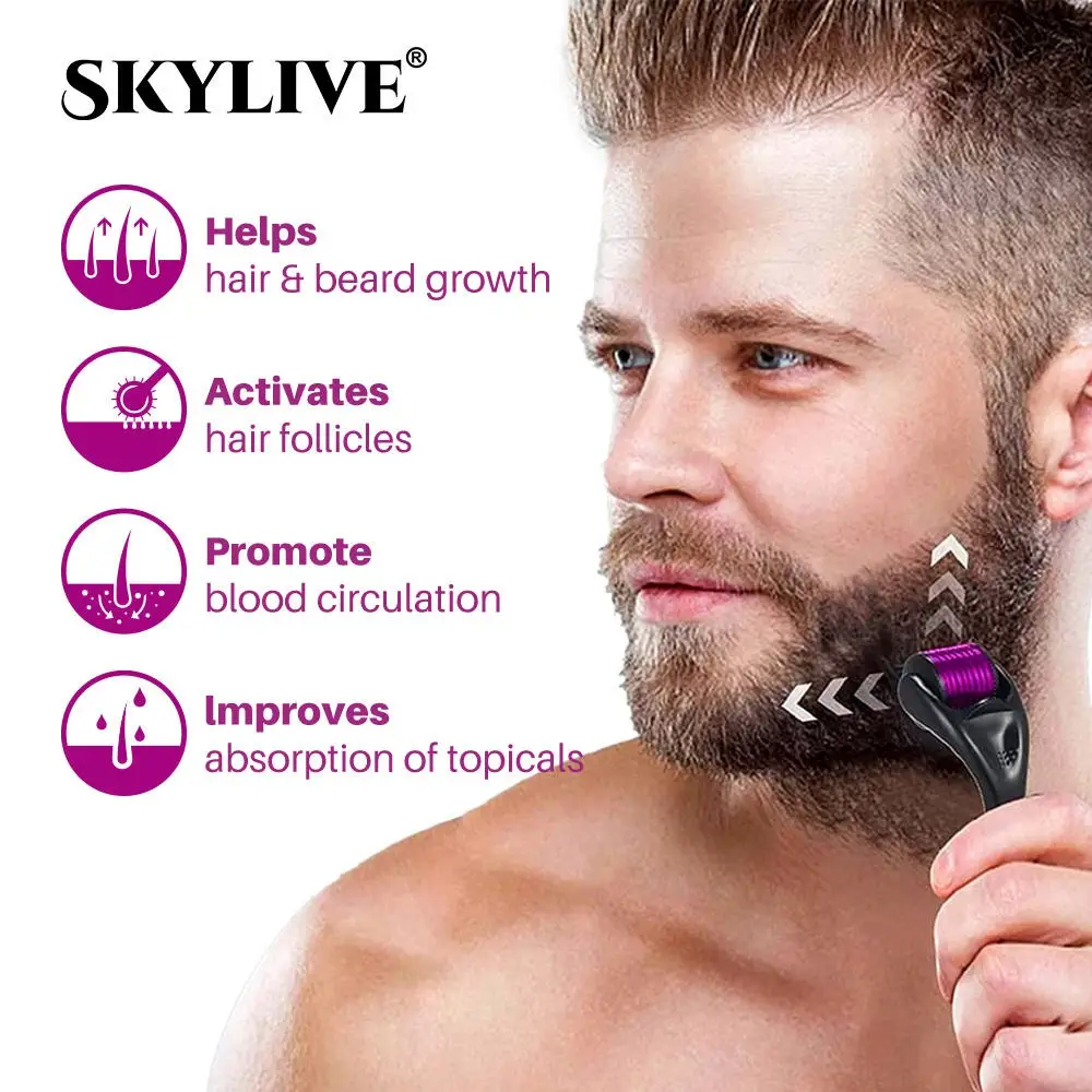 540 Titanium Derma Roller 0.5mm Microneedle Skin Care Roller for Face Beard Hair Growth Acne Scar Skin Rejuvenation
