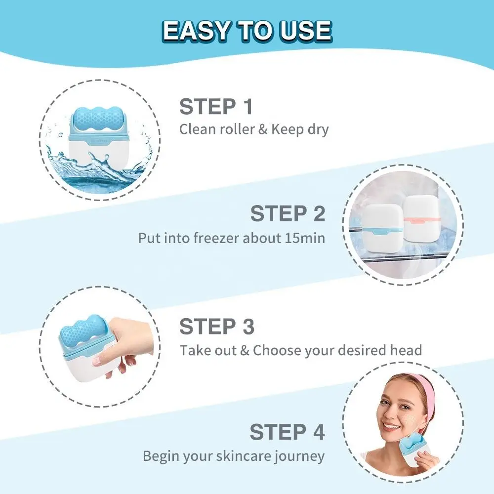 Ice Roller for Face & Body with Storage Case | Reusable Cooling Massage Roller for Facial Skincare, Puffiness & Refreshing Skin