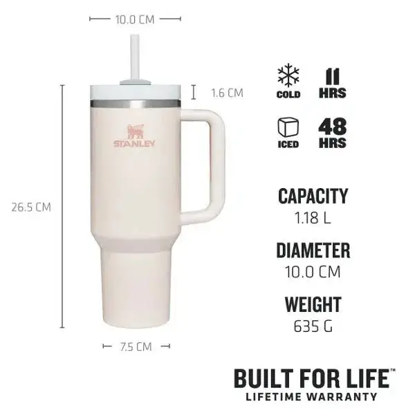 Stanley Tumbler 40oz (1200ml) – Stainless Steel Vacuum Insulated Cup with Straw & Lid | Leakproof Travel Tumbler Mug for Hot & Cold Drinks | Coffee Thermos Water Bottle for Gym, Office, Outdoor & Gifts