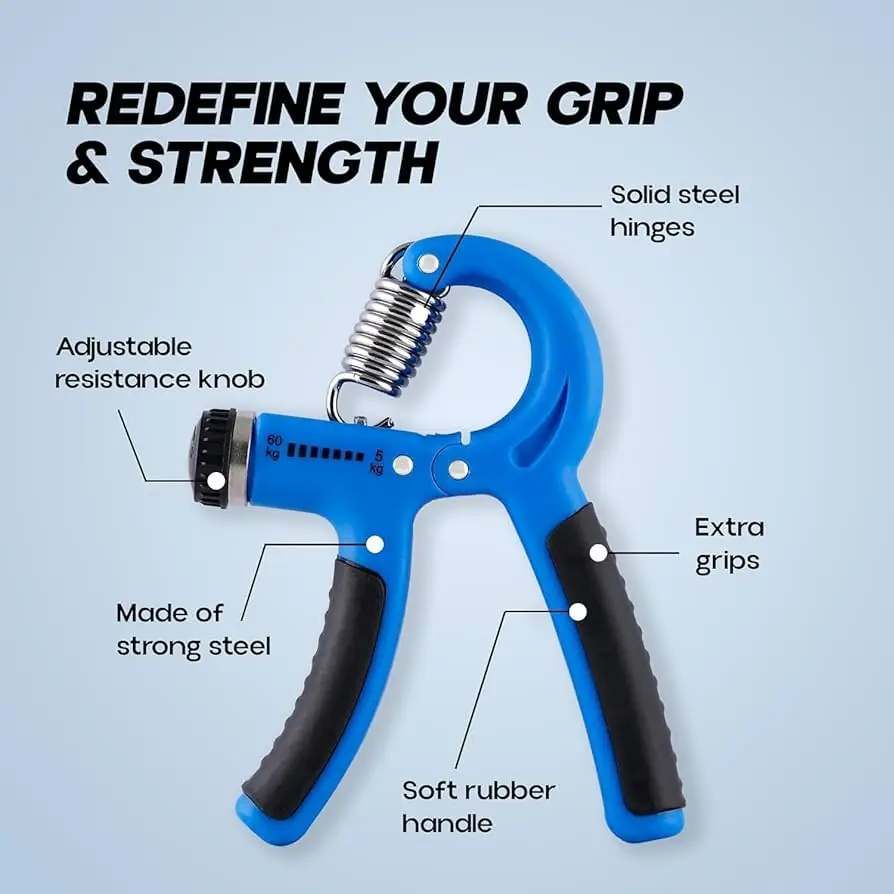 Automatic Counting & Non Counting Hand Gripper 5-60KG | Adjustable Resistance | Non-Slip Grip Strength Trainer for Fingers, Wrist, Forearm | Finger Gripper For Gym & Home Workout Equipment