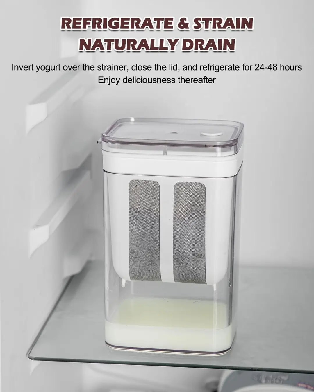 Multi-Purpose 1100ML Greek Yogurt Maker | Hung Curd Strainer Box with Fine Mesh Filter | Yogurt Cheese Maker | Premium Food Grade Container | BPA Free Yogurt Filter