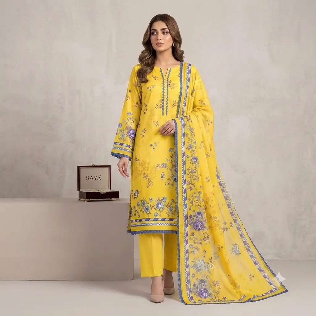 3 Pcs Women's Unstitched Printed Suit