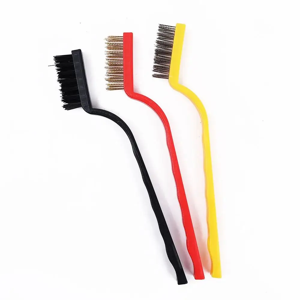 3pcs/Set Gas Stove Cleaning Brush 3style Brush Head Nylon Iron Wire Copper Wire Powerful Decontamination Brush Kitchen Tools