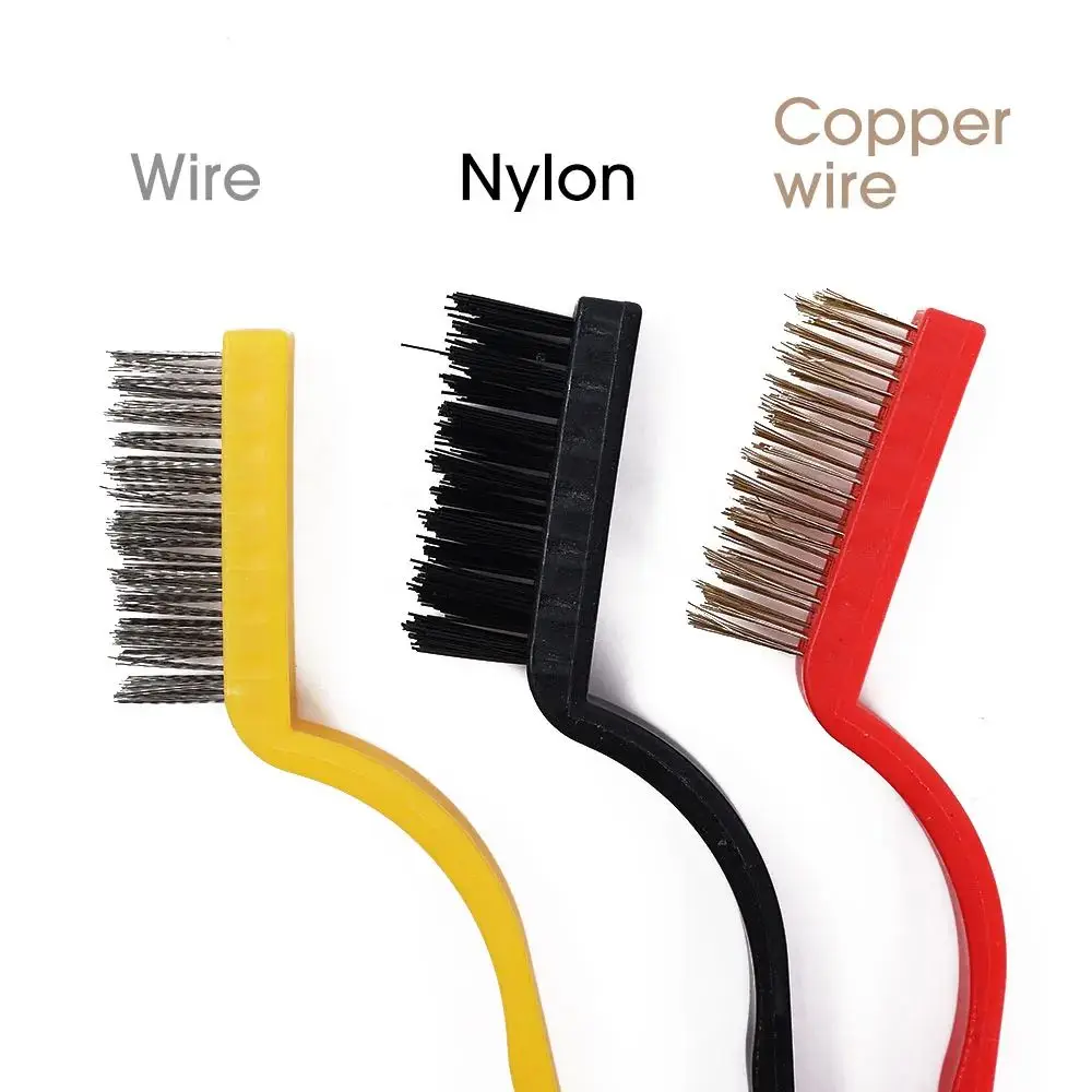 3pcs/Set Gas Stove Cleaning Brush 3style Brush Head Nylon Iron Wire Copper Wire Powerful Decontamination Brush Kitchen Tools