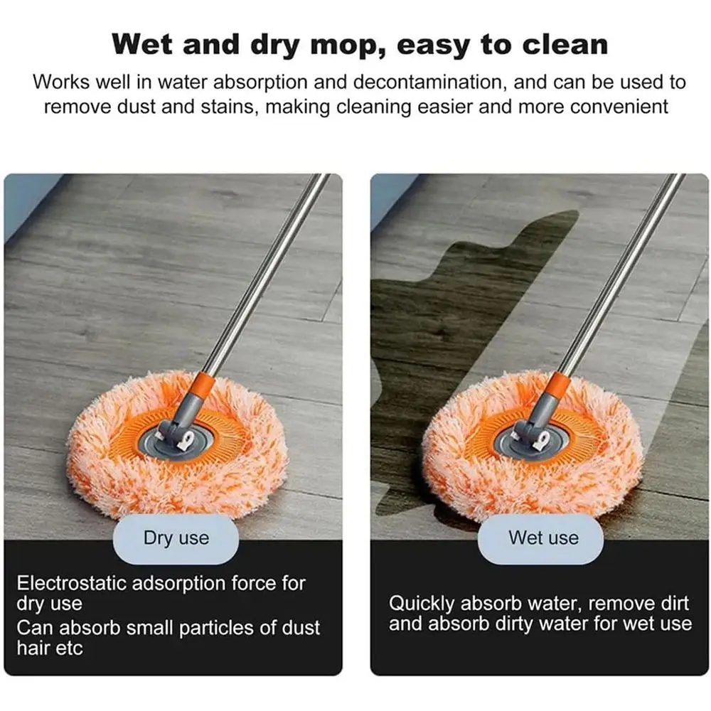 1 PC 360°Rotatable Mop Round Microfiber Dust Mops Cleaning Tools For Household Floor Wall Window