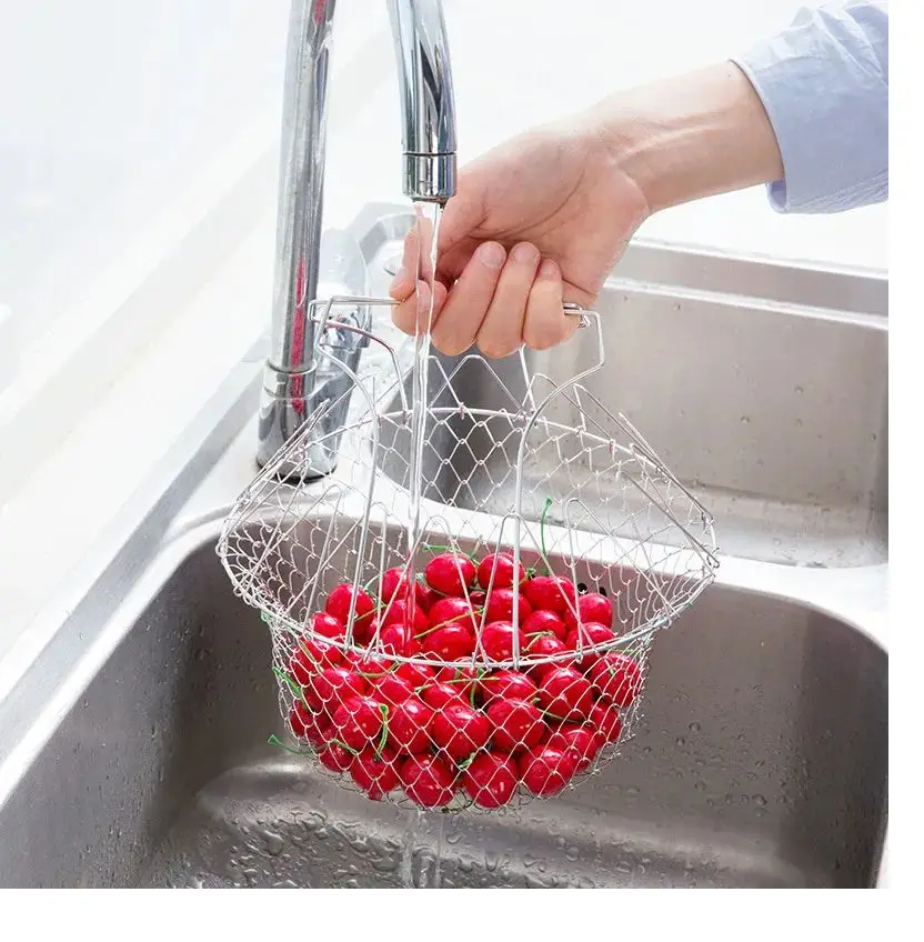 Vegetable Frying, Foldable Strainer, Chef Basket 12 IN 1
