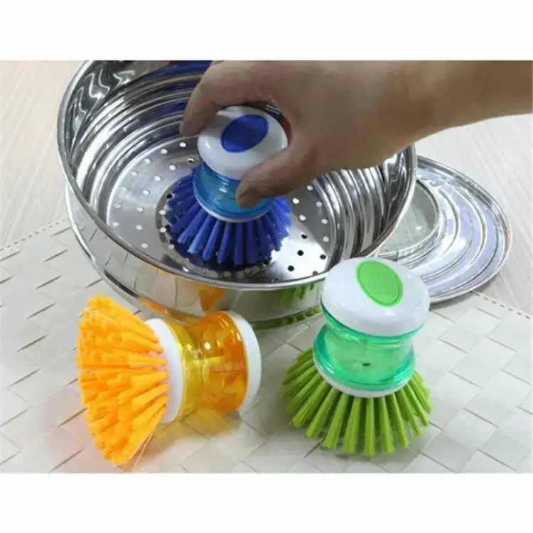 2 pcs Scrub Kitchen Wash Tool And Dishwashing Brush For Kitchen Cleaning Brush And Pot Dish Plastic Brush With Washing Up Liquid For Self Dispensing Cleaning Brush Soap Dispenser Brush