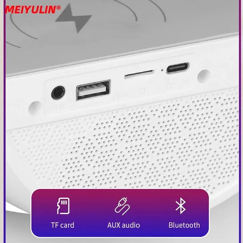 G Lamp Smart Bluetooth Speaker Wireless Fast Charger Station LED RGB Desk Light Support TF Card AUX For IPhone 14/13 Samsung Powerbank