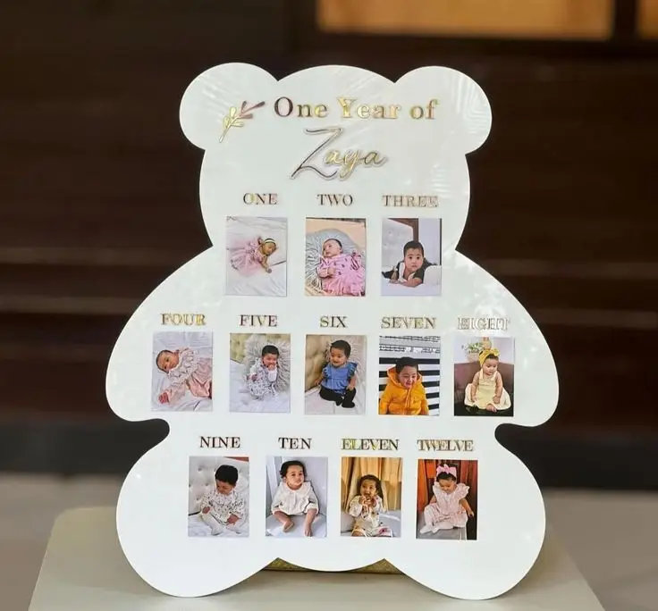Customized My First Year Baby Photo Frame – 12 Months Milestone Memory Board (Premium Wooden Wall & Table Decor)