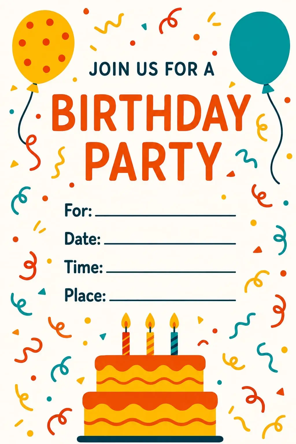 Happy Birthday Birthday Invitation cards for kids