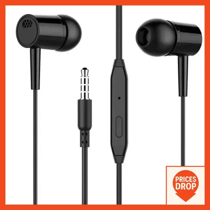 Deep Bass Stereo Earphones with Mic | Rubber Tip Wired Earbuds for Android Mobile Gaming Calling Music & Videos