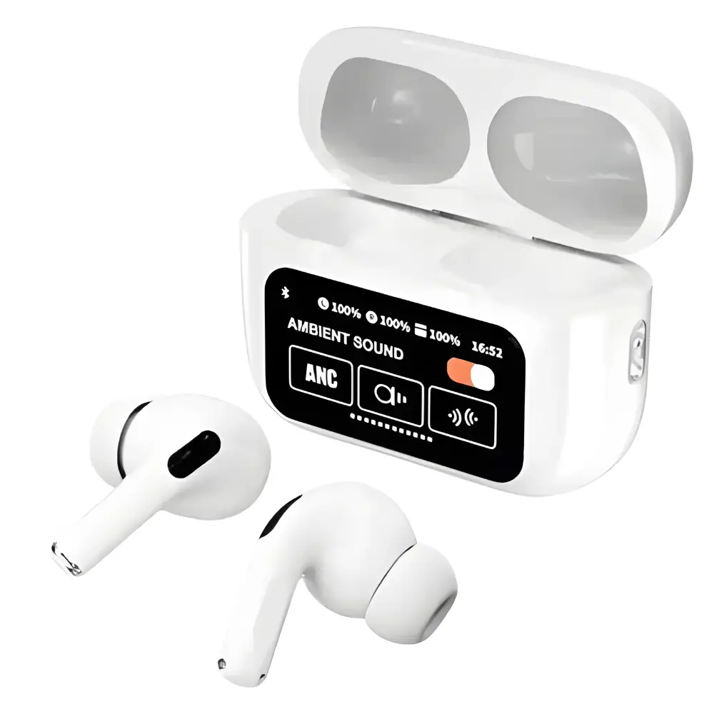 A9 Pro Touch Screen Airpods Pro – Premium Wireless Earbuds With Bluetooth 5.0, LCD Display, Super Bass And Pop-Up Feature