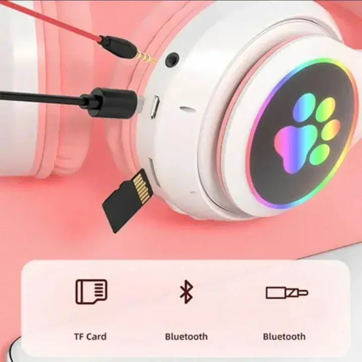 STN-28 Cat Wireless Headphones Bluetooth Over-Ear Headset with Cute Cat Ears