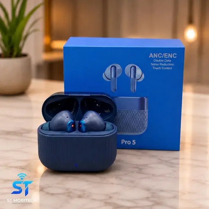 Buds Pro 5 Wireless Earbuds ANC Bluetooth 5.3 TWS Earphones with Mic, Hi-Fi Stereo Sound, Touch Control, Type-C Fast Charging, Long Battery Life ST MOBITECH