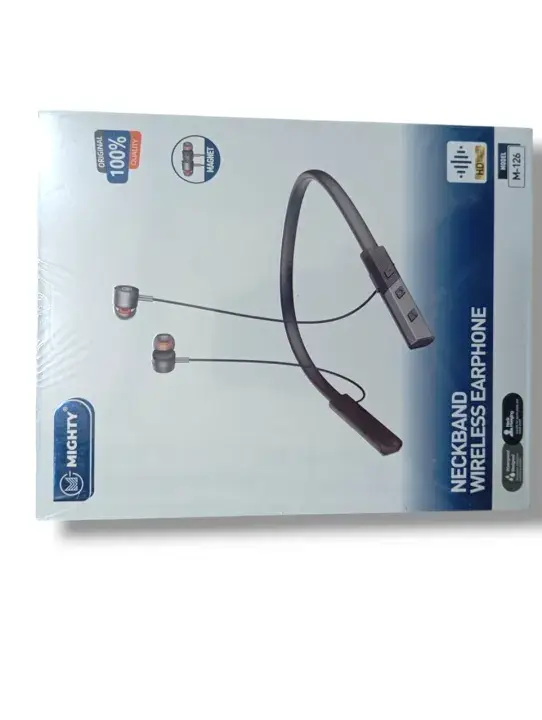 Mighty M-126 Neckband Wireless Earphone | Magnetic Bluetooth Headset with HD Sound & Long Battery Backup