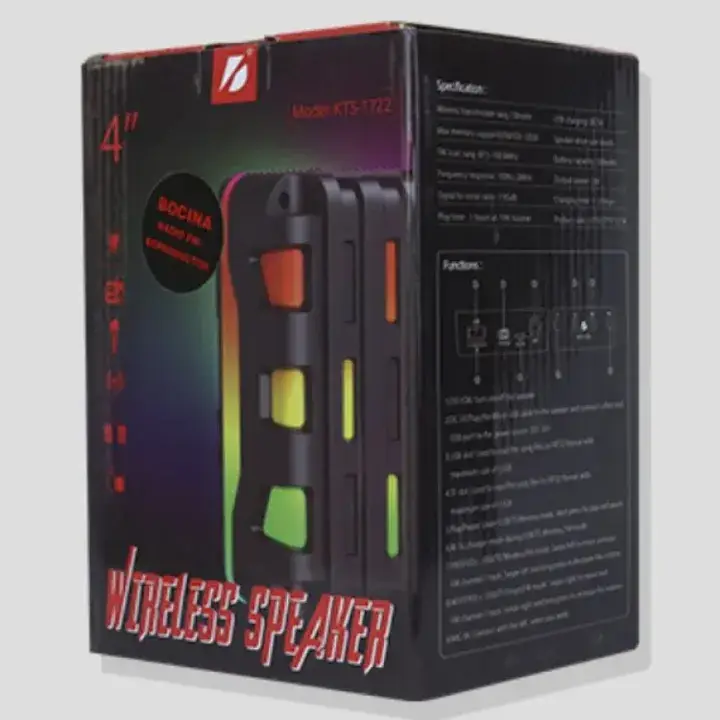 Kts-1722 Small Portable Speaker | RGB Light Speaker | Bass Sound |Bluetooth | USB/TF Card