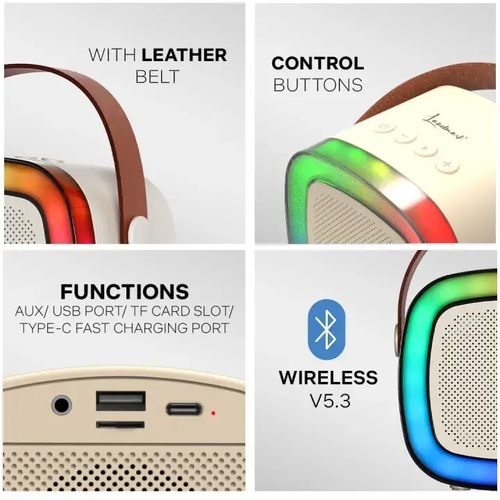 K12 Mini Portable Bluetooth Karaoke Speaker with Wireless Microphone and Dynamic Lights Kids Karaoke Machine Bluetooth Speaker Toys 10+Years Boys Birthday Gift for Girls Kids Boys.