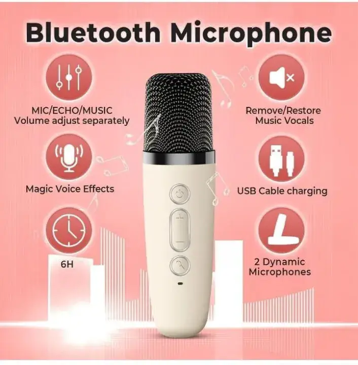 K12 Mini Portable Bluetooth Karaoke Speaker with Wireless Microphone and Dynamic Lights Kids Karaoke Machine Bluetooth Speaker Toys 10+Years Boys Birthday Gift for Girls Kids Boys.