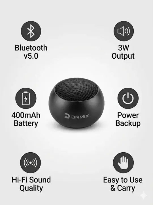 DAMIX DM-120 Mini Metal Wireless Speaker TWS Bluetooth 5.0