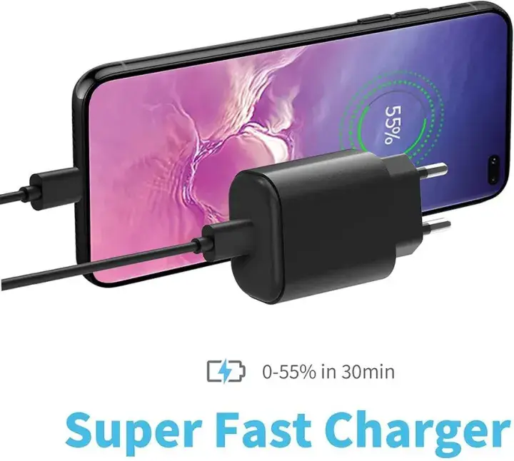 25W PD Fast Charger USB C Type-C Wall Charger with Type-C to Type-C Cable | Super Fast Charging Adapter | Android Fast Charger