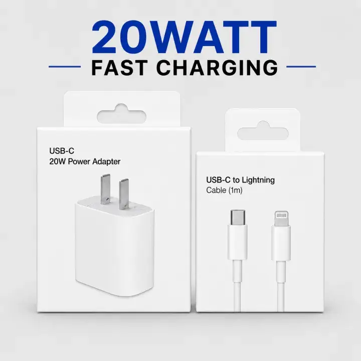 IP 20Watt PD Charger Type-C To Lightning Cable/ 20Watt Fast Charging / Compatible With IP 6, 7, 8, X, 11, 12, 13, 14...