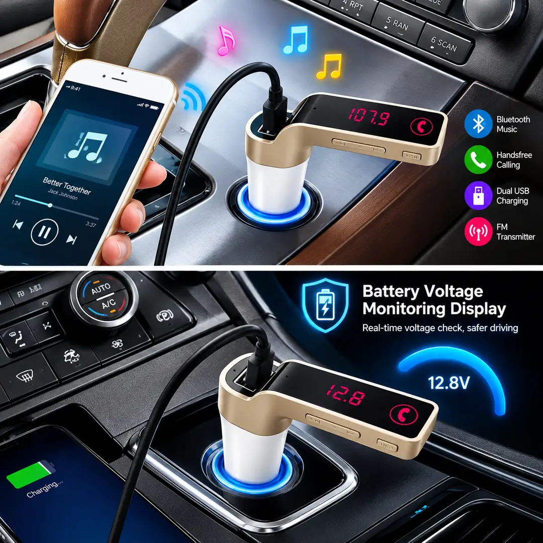 High-Quality Carg7 Bluetooth FM Transmitter AUX USB CAR Charger Kit Handsfree MP3 Adapter