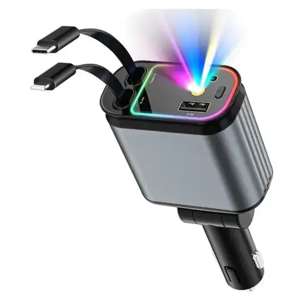 4 in 1 StarrySky  Fast Car Charger with Retractable Cable
