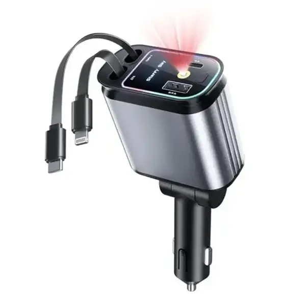 4 in 1 StarrySky  Fast Car Charger with Retractable Cable