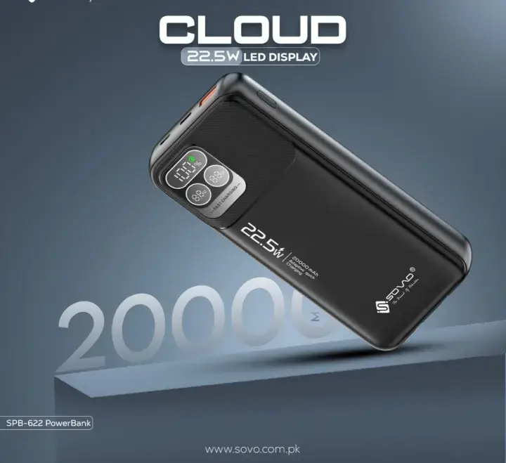 Led display 20000mAh PD Fast charging power bank 22.5W Quick Charging Built-in Cables Lightning & Type-C SPB-622