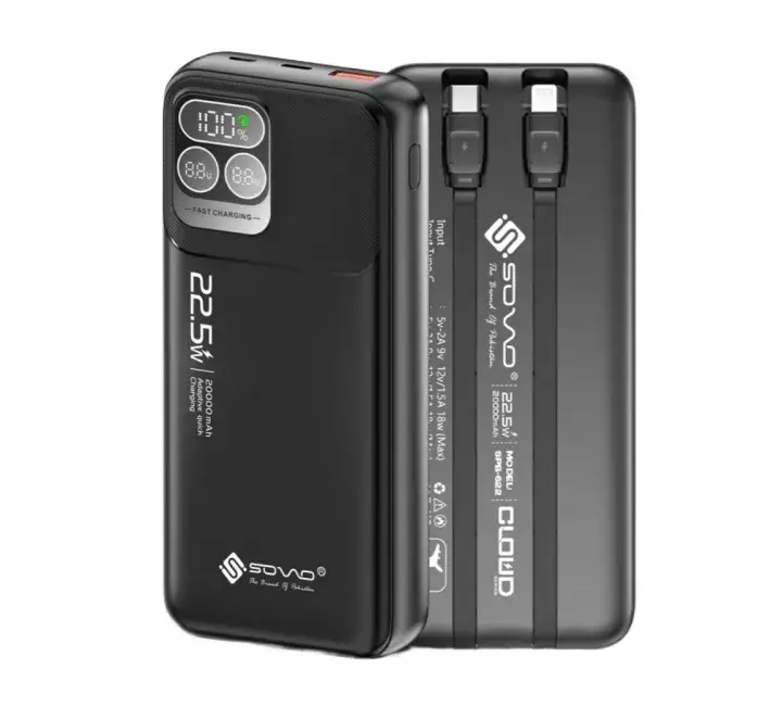 Led display 20000mAh PD Fast charging power bank 22.5W Quick Charging Built-in Cables Lightning & Type-C SPB-622